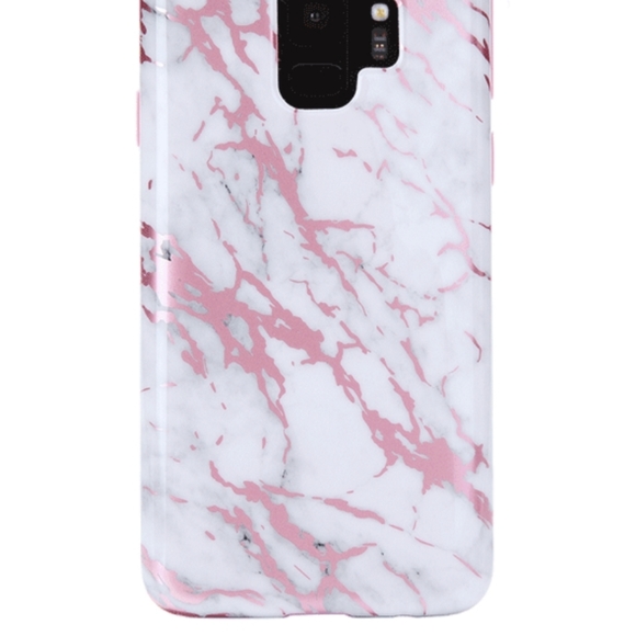White Marble Pink Chrome Samsung Galaxy S9 shockproof Case - Picture 7 of 7